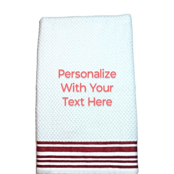 PERSONALIZED EMBROIDERED KITCHEN TOWELS MADE TO ORDER SET OF 2 TOWELS $18 - Picture 1 of 8